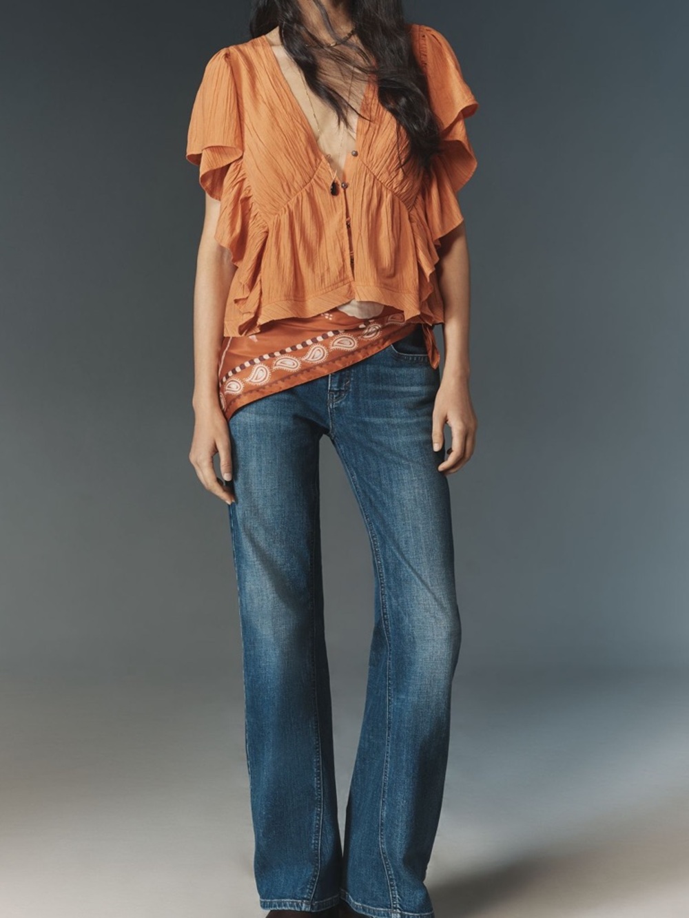 Anthropologie Pilcro Low Rise Flare Jeans Akita Wash SIZE 27 NEW - Picture 5 of 9